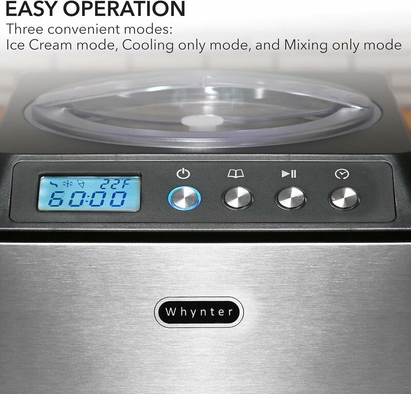 ICM-201SB Upright Automatic Ice Cream Maker with Built-in Compressor, no pre-freezing, LCD Digital Display, 2.1 Quart Capacity