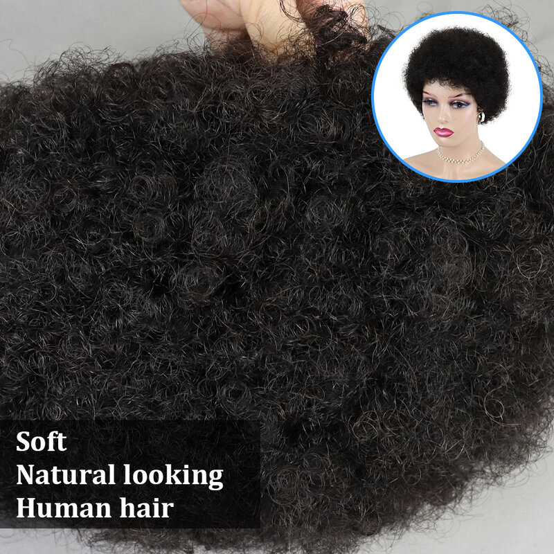 Wig pendek keriting ikal untuk wanita hitam rambut manusia Wig rambut manusia keriting Brasil mesin penuh dibuat Pixie Cut Wig tanpa lem