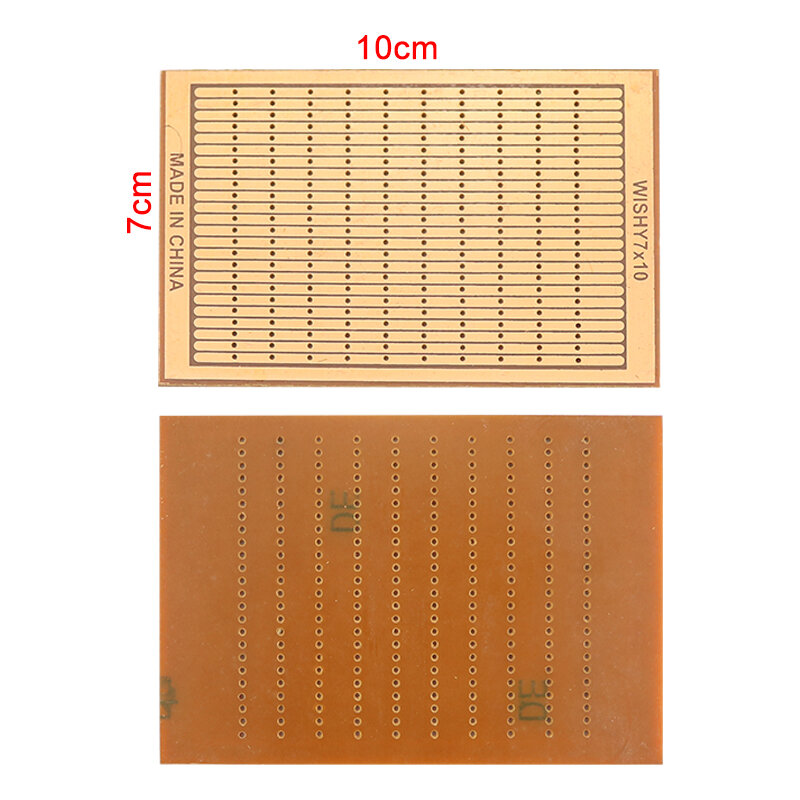 Placa de circuito de matriz Experimental Universal, prototipo de papel PCB de 7x10CM, 5 piezas, espaciado de agujeros continuo de una sola fila, 7,62, 70x100mm