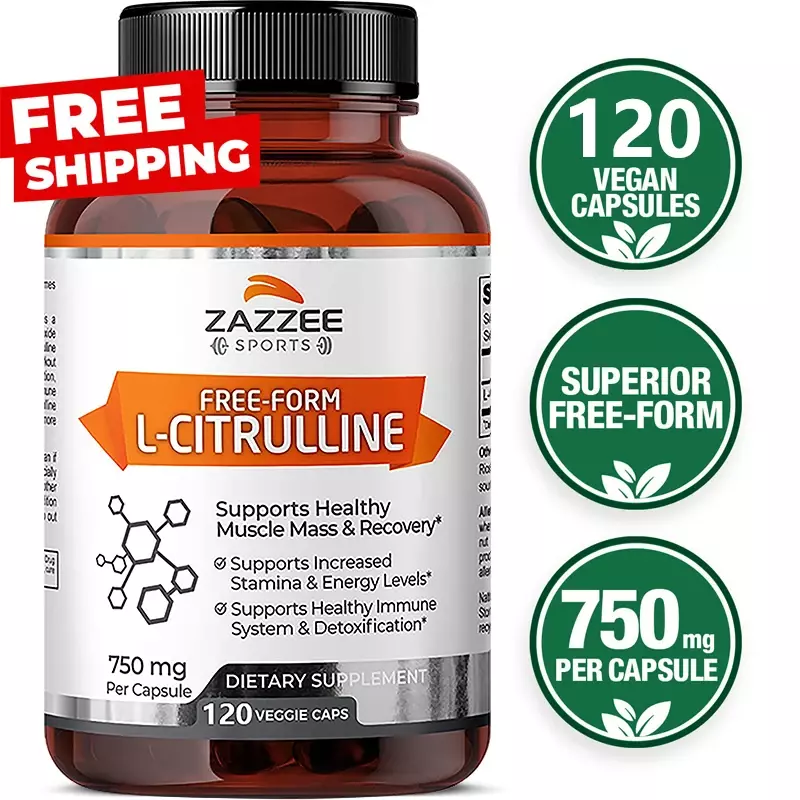 Supplement with L-Citrulline - Healthy Muscle Building, Energy, Strength, Immune System Support -120 Capsules Dietary Supplement
