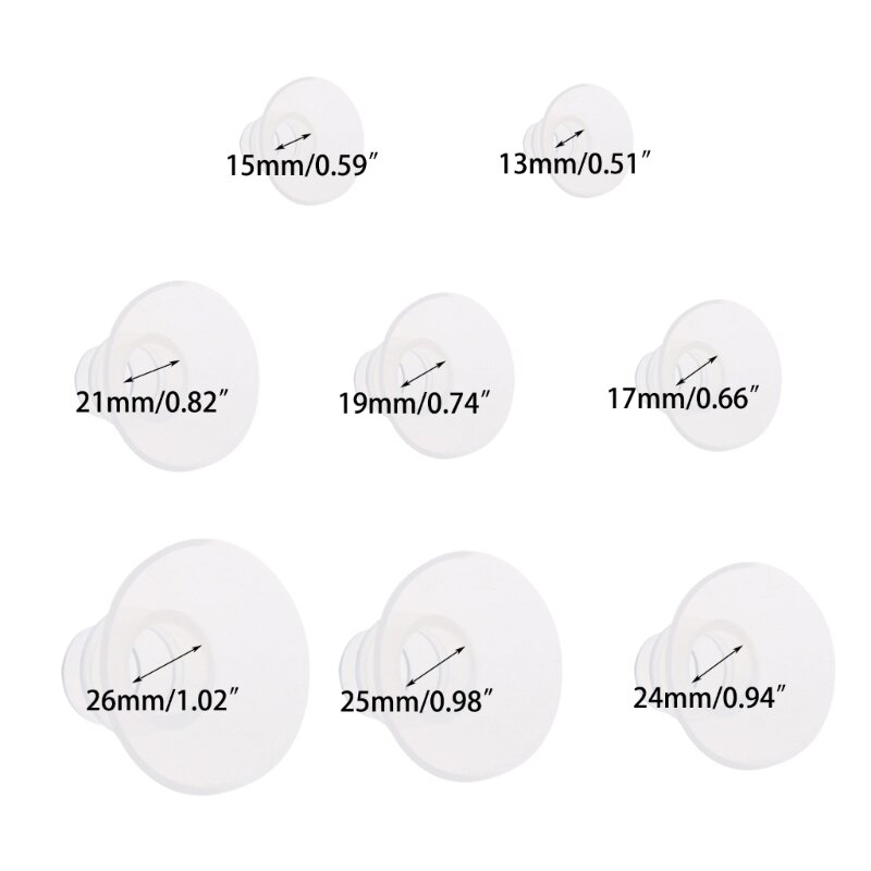 1pcs 13/15/17/18/19/21/24/25/26mm Breast Pump Funnel Inserts Plug-in Different Caliber Size Converter Small Nipple Horn Adapter