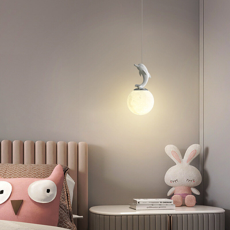 창의적인 어린이 곰 침대 옆 펜던트 램프, 모던하고 심플하고 분위기 있는, 마스터 침실 작은 펜던트, 공부 독서 램프