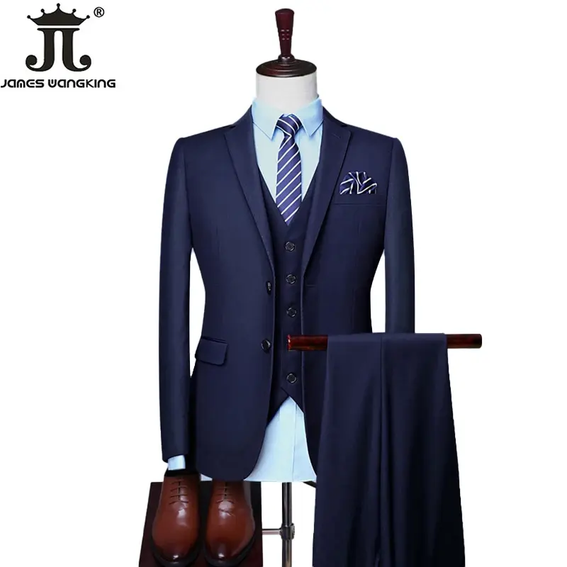 S-6XL Blazer Vest Pants High-end Brand tinta unita formale Business Office Suit Set di tre pezzi Groom Wedding Show Dress Party