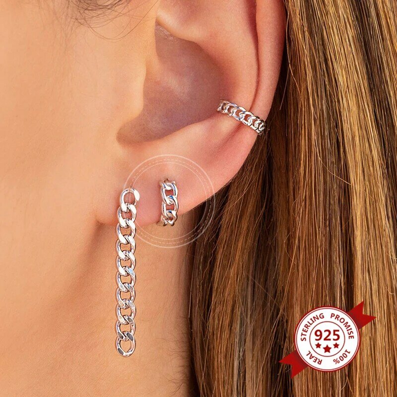 Anting-anting Hoop kecil antik jarum telinga perak Sterling 925 untuk wanita anting-anting perak bulat geometris hadiah perhiasan mode pesta
