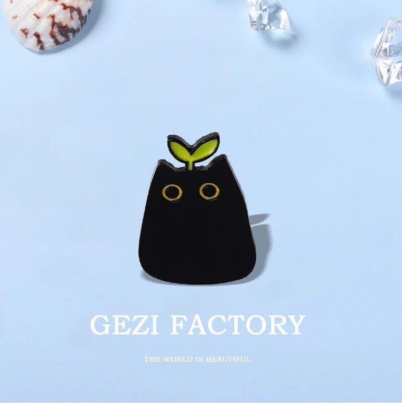 punk Style Small Cartoon Cute Black Cat Shape Metal Enamel Brooch Fashion Creative Animal Badge Pin Jewelry Children's Gift