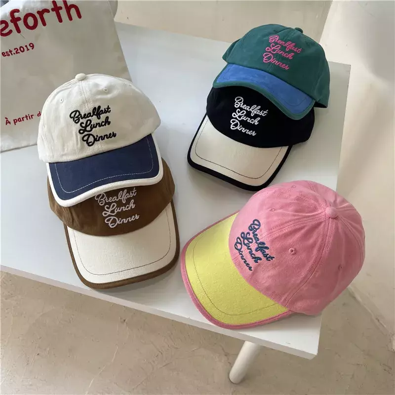 Women's Contrast Color Stitching Caps Baseball Cap Men Hats Letter Embroidery Female Casual Parent-child Family Hat For Children