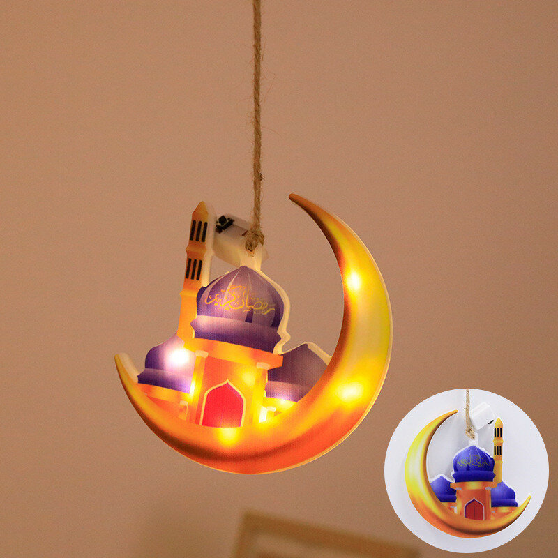 FÜHRTE Sterne Mond Anhänger Licht Fort Modellierung Licht Ramadan Dekoration Islam Muslimischen Anhänger Ramadan Hause Islam Muslim Decor Lichter