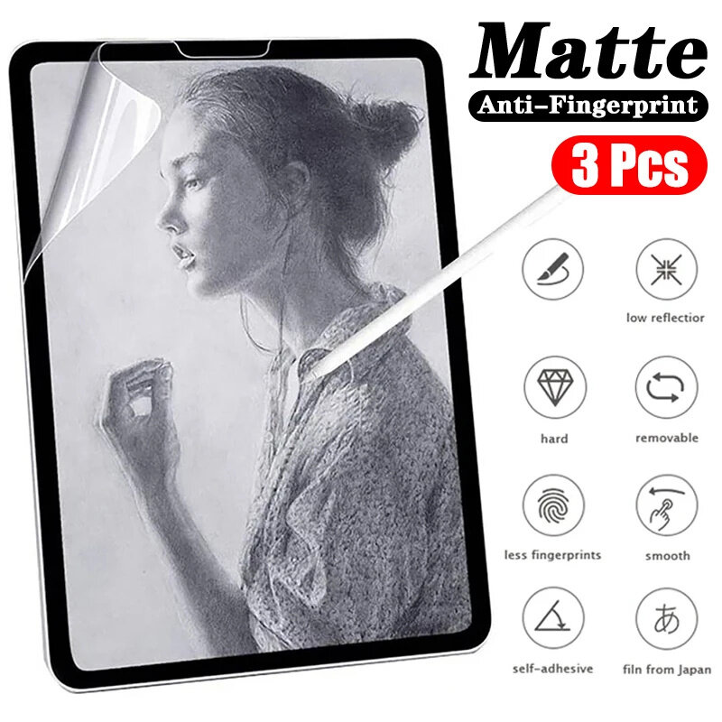 Matte PET Screen Protector Film, Papel, Pintura, Escrever, iPad 10, 9, 8, 7, Air 5, 4, 3, Mini, 6, 5, 4 Pro, 12.9, 10,5, 10,2, 2022