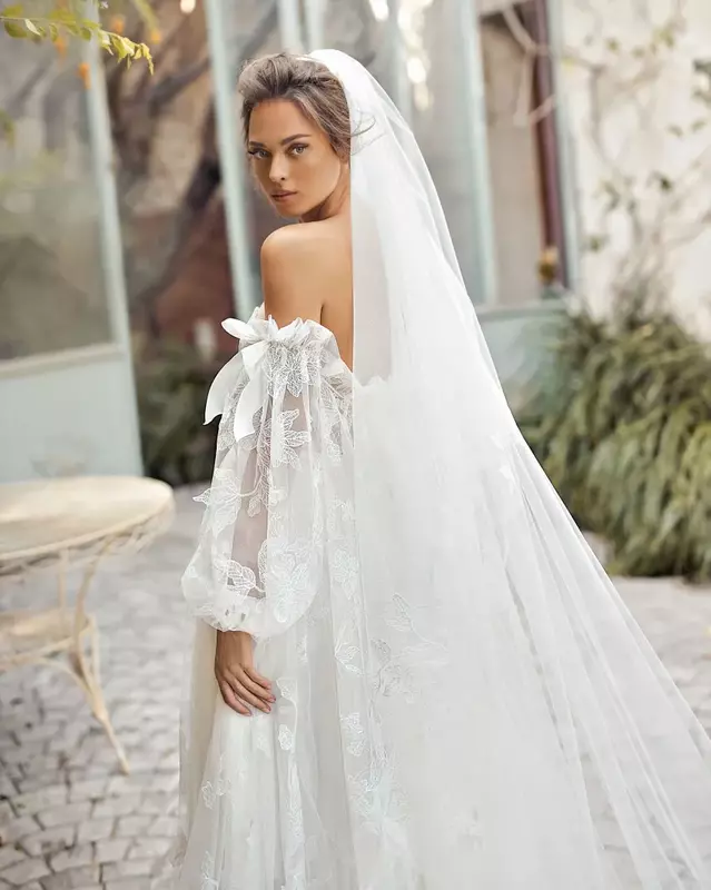 Роскошное ТРАПЕЦИЕВИДНОЕ свадебное платье, искусственная наклейка с длиной в Пол, Пляжная фотография в саду, модное свадебное платье