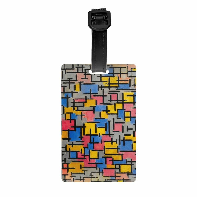Композиция от Piet Mondrian, бирка для багажа для чемоданов, милый стиль, абстрактное искусство, бирки для багажа, Обложка для личной безопасности, имя, удостоверение личности