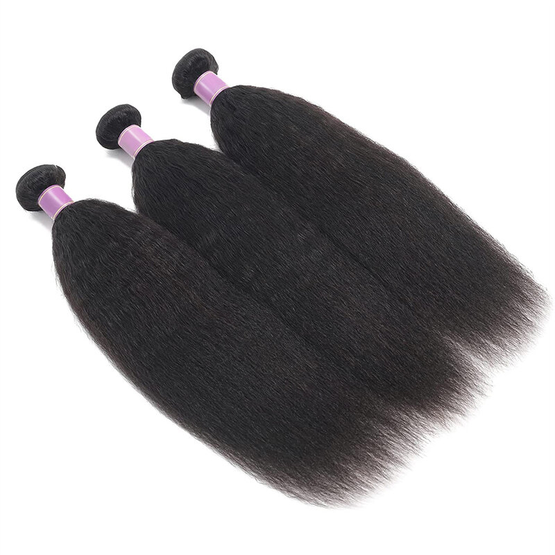 Mechones de cabello humano liso rizado para mujer, extensiones de cabello humano brasileño sin procesar, 1/3/4 Yaki, 28, 30 y 32 pulgadas