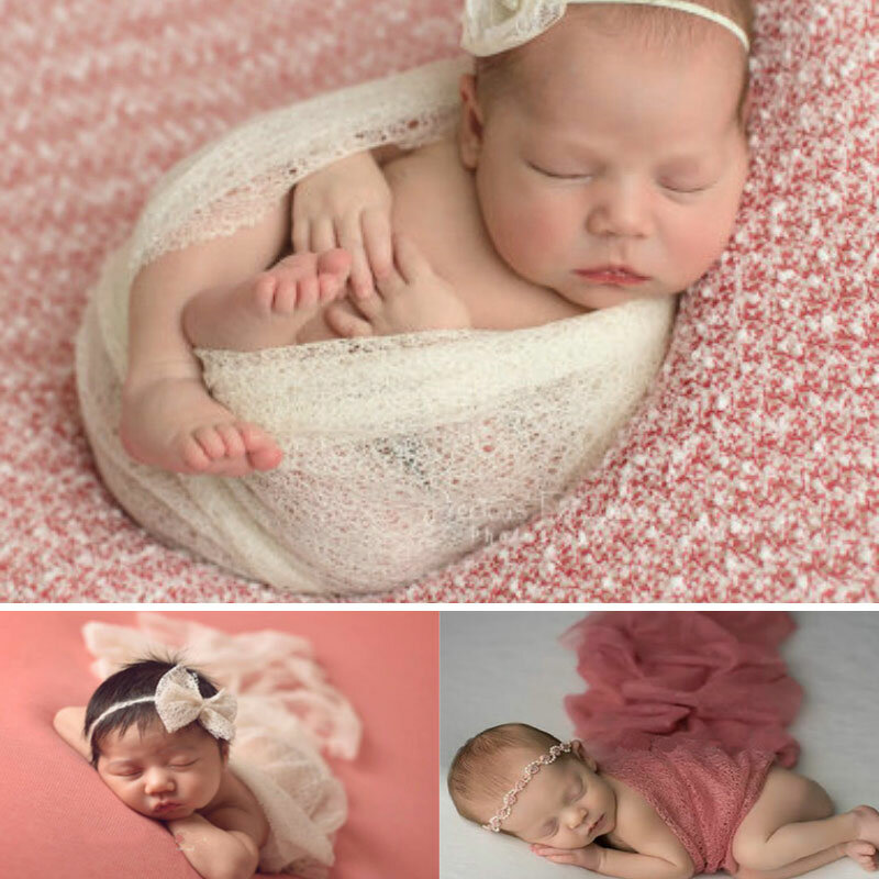 50*160cm nouveau-né bébé fille garçon creux enveloppes couverture posant Swaddle couverture photographie accessoire bébé doux Stretch enveloppes pour Newborm