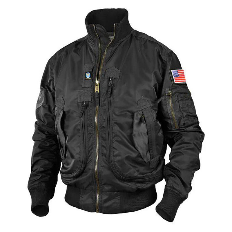 Men Bomber Jacket 2024 Spring Outdoor Slim-fit Hiking Tactical Windproof stand collar Coat Fashionable Multi-pocket Men's Wear