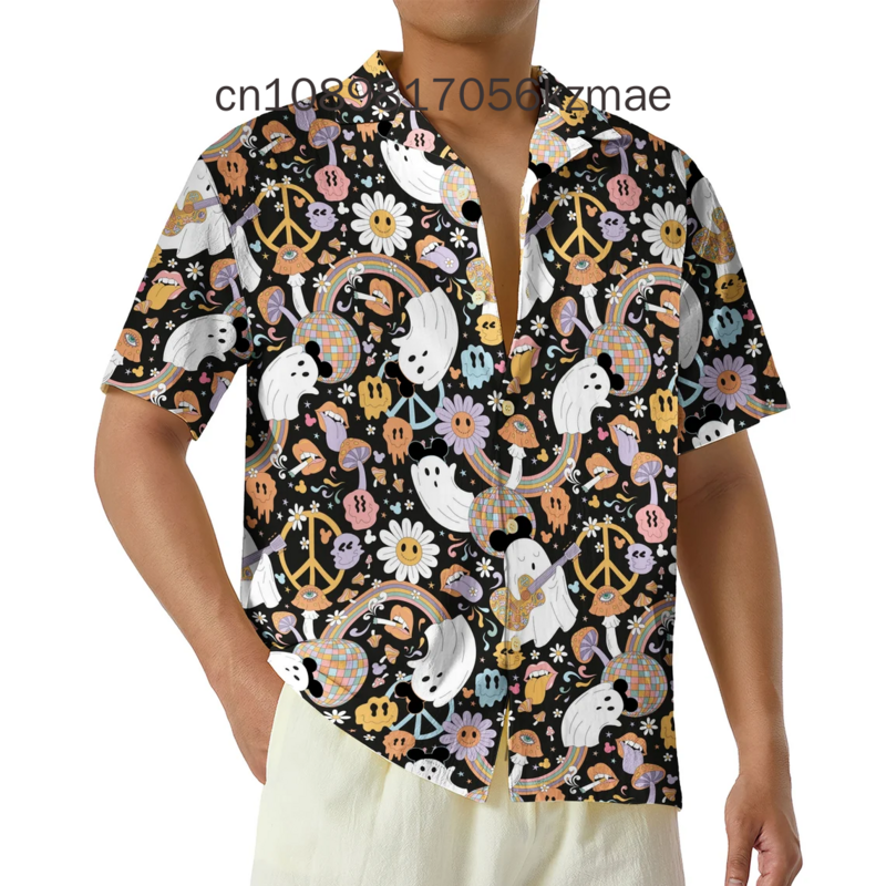 2024 Nieuwe Enge Pompoen Mickey En Vrienden Hawaiian Shirt Heren En Dames Kinder Disney Halloween Korte Mouwen Shirts