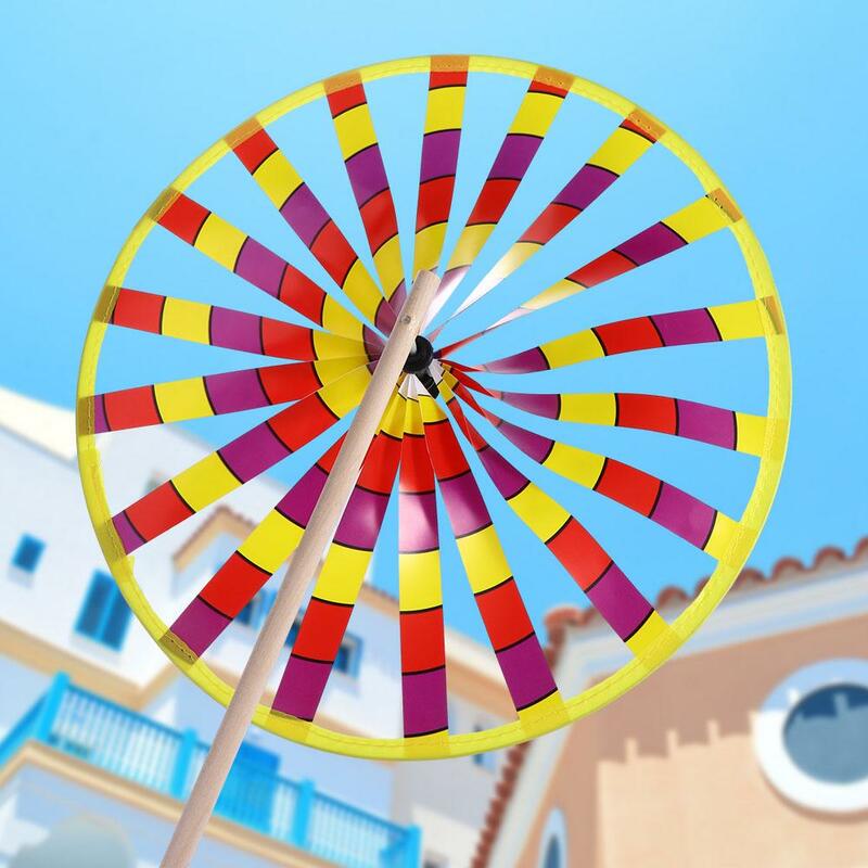 Giratório Wind Spinner para crianças, Brinquedo tradicional divertido, Decoração do jardim ao ar livre, Single Layer Windmill Toys