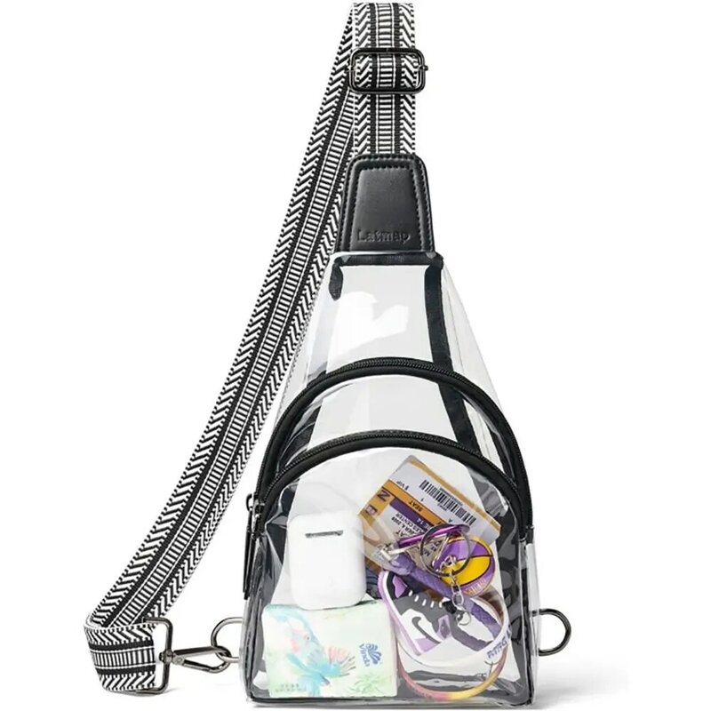 Bolsa transparente unisex com bolso frontal, Mini bolsa de viagem, grande capacidade saco transparente