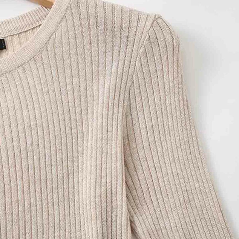 Suéter de punto de manga corta para Mujer, Top elegante de cuello redondo con costuras que combina con todo, moda informal de primavera, 2024