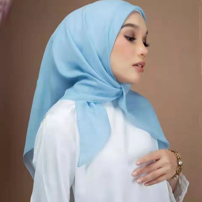 Scialle Bawal tinta unita sciarpa quadrata quadrata grande hijab di cotone sciarpa in VOILE islamico collo foulard