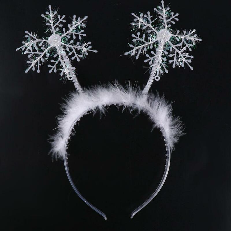 Decorations Prop White Snowflower Hair Band Female Plush Hair Hoop Christmas Headband Antlers Headband Christmas Decoration