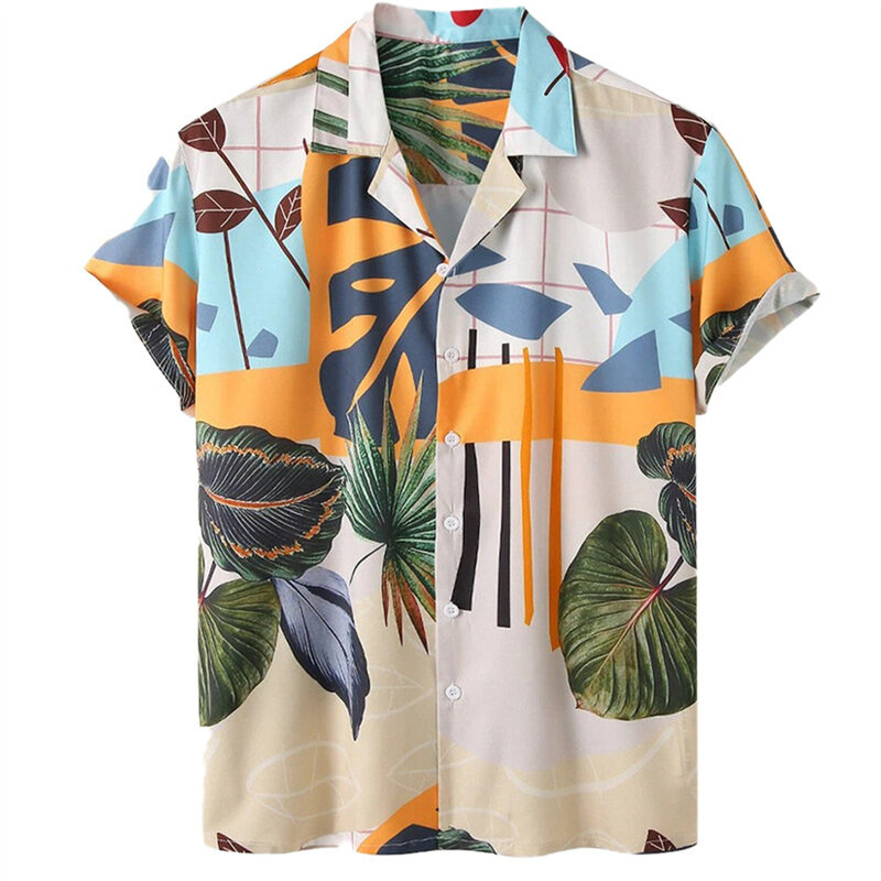 Conjunto de shorts de praia havaianos masculino, camisa de manga curta e shorts estampados, roupas casuais de 2 peças, streetwear com botões
