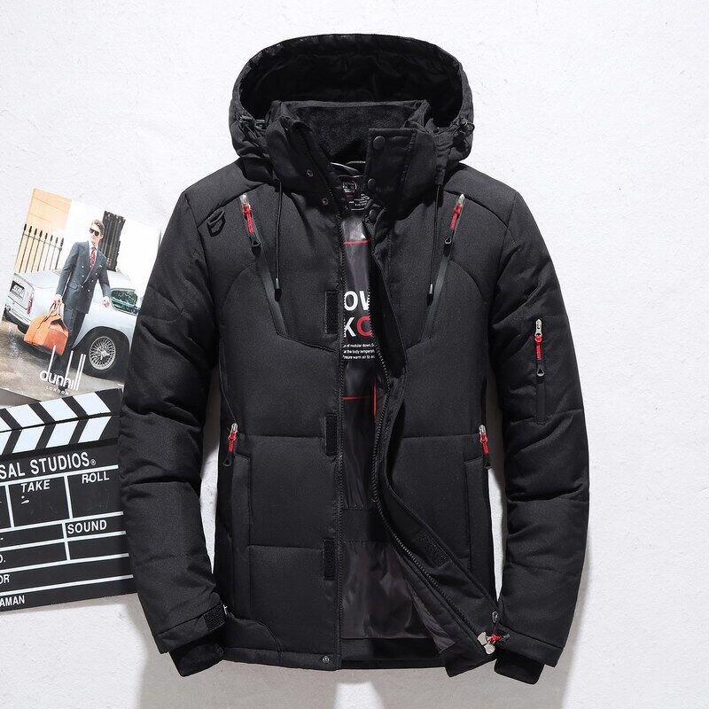 2023 Winter Men Down Jacket Slim Thick Warm Thermal Solid Color Hooded Coats Fashion Casual Windproof Streetwear Male