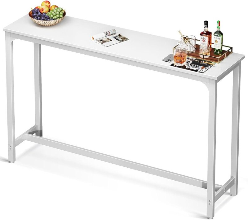 طاولة بار مستطيلة الشكل مع أرجل متينة ، ارتفاع المنضدة ، طاولة حانة ، طاولة مطبخ وتناول طعام ، سطح سهل التنظيف ، 63"