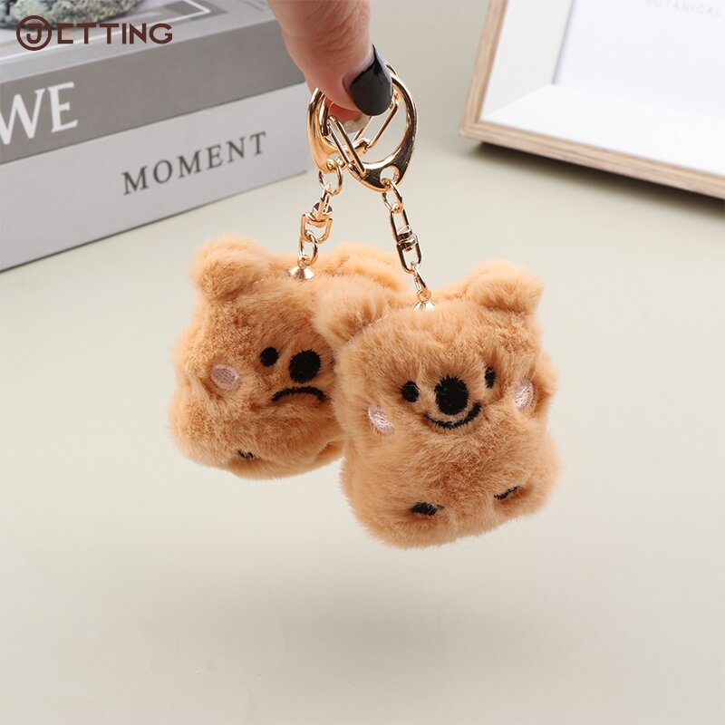 1PCS Squeaking Smiling Or Crying Little Bear Keychain Plush Pendant Cute Girl Pendant Mobile Phone Case Women Bag Pendant Gift