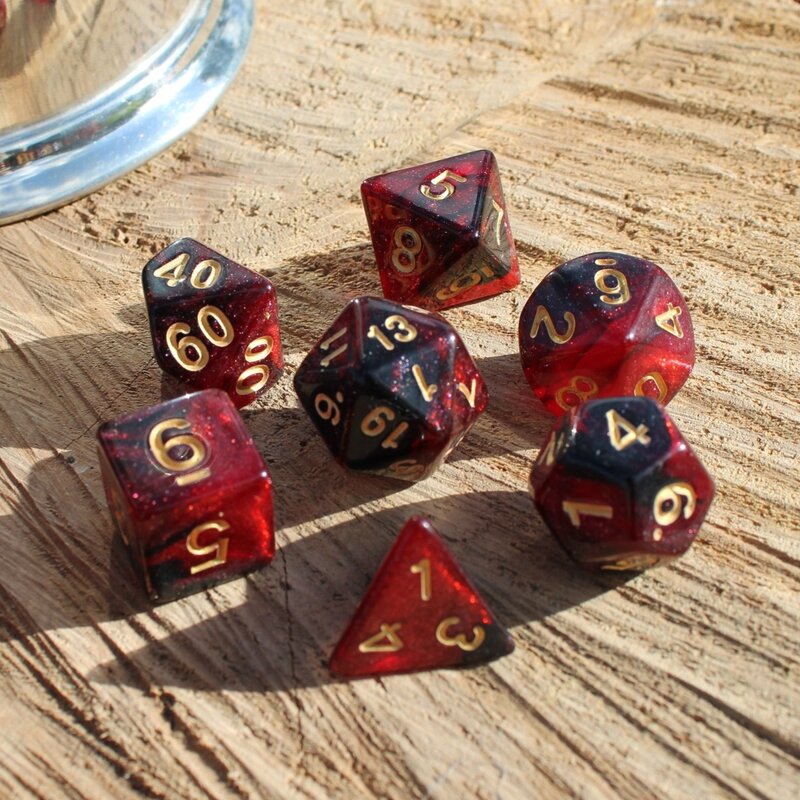 7Pcs/Set Deep Red Starry Sky Galaxy Dice for DND Dungeons and Dragons Table Games D&D RPG Tabletop Roleplaying