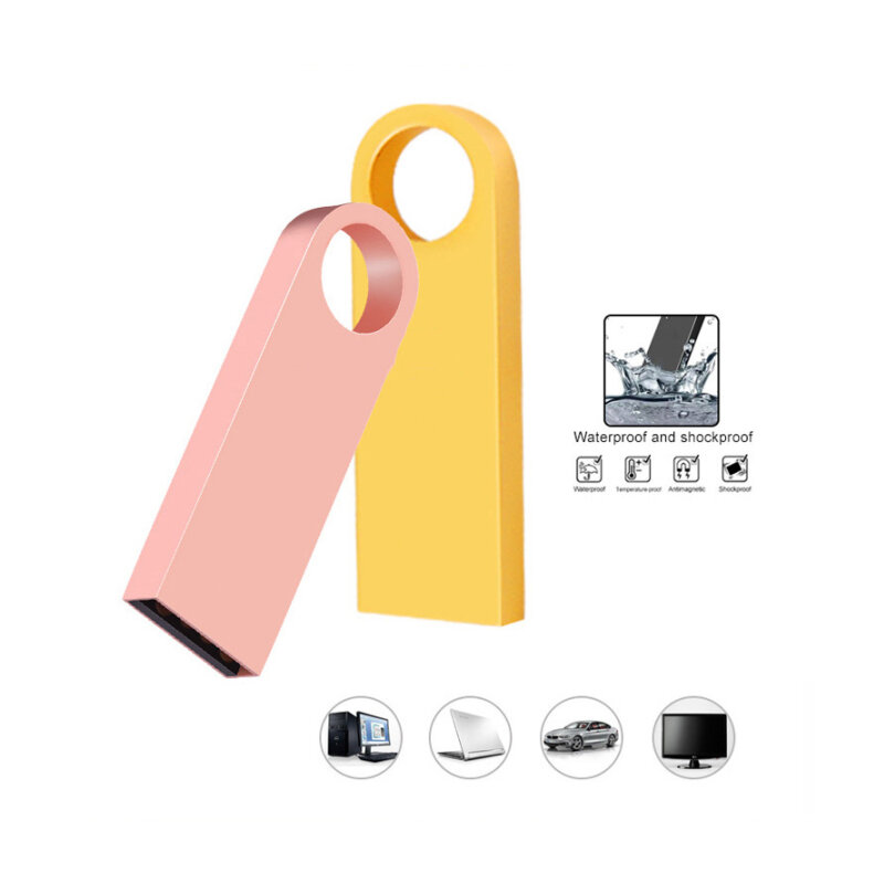 10PCS/LOT Custom Logo USB Flash Drives 2.0 Mini Usb Metal Pen Key Disk Pendrives Flash Card Memory Stick 8GB/4GB/16GB/32GB
