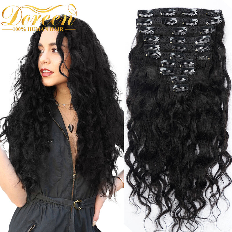 Doreen 200 г машинка Remy, пляжные волнистые накладные человеческие волосы с зажимом, натуральные волнистые искусственные волосы на уточке от 14 до 22 дюймов