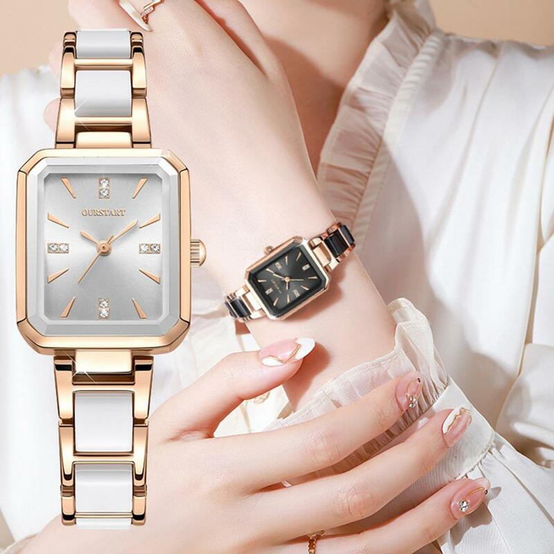 High Accuracy Ladies Watch Elegant Ladies Quartz Watch with Rhinestone Decor Alloy Strap for Business Commute for Ladies