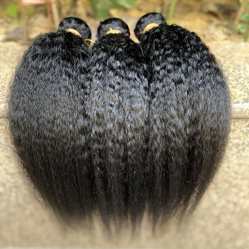 Hairugo Braziliaanse Kinky Rechte 1/3 Bundels Remy Yaki Rechte Bundels Human Hair Extensions Natuurlijke Kleur Menselijk Haar Weave