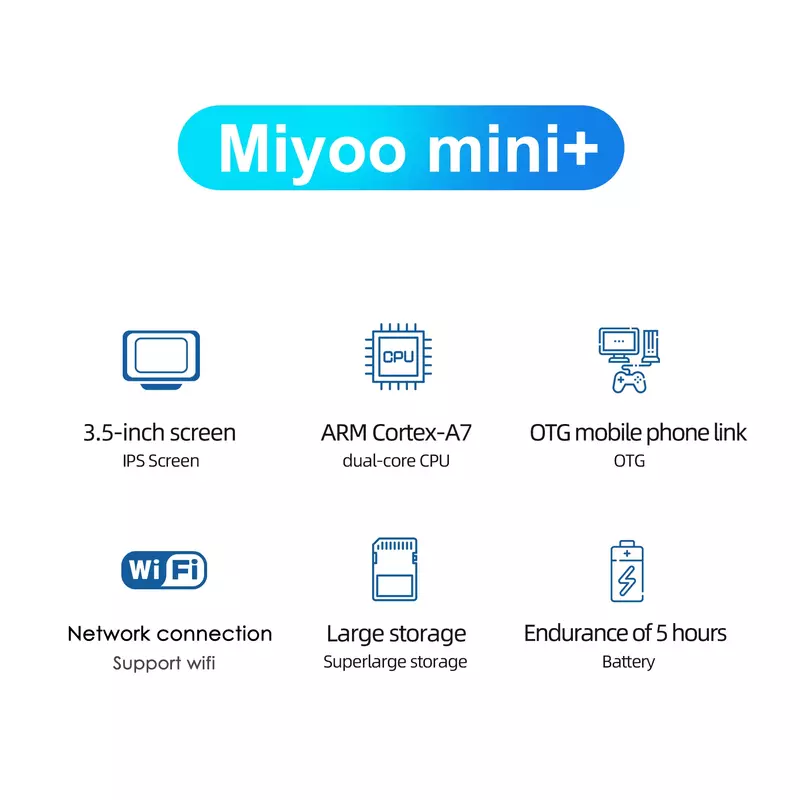 MIYOO-Mini Plus Portátil Retro Handheld Game Console, V2 Mini + Tela IPS, Console de Videogame Clássico, Sistema Linux, Presente das Crianças