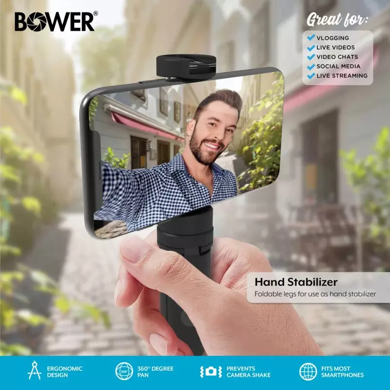 (2er Pack) Bower Mobile Top Grip Stativ mit Kalt schuh halterung und 360-Grad-Smartphone Halter, auch kompatibel mit LED-Leuchten, fl