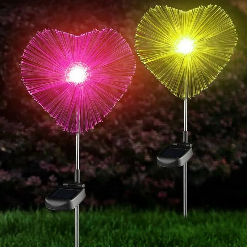 해파리 태양 광섬유 램프, 달 빛나는 잔디 해파리 램프, LED 사랑 태양 나비 바닥 램프, 안뜰 장식