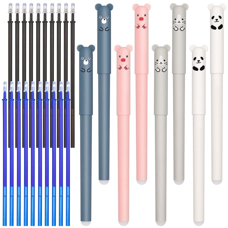 8 Stuks Uitwisbare Rollerball Pennen Wrijving Pennen, Schattige Panda Uitwisbare Cartoon Gel Pen Met 10 Vullingen, Voor Kinderen Studenten