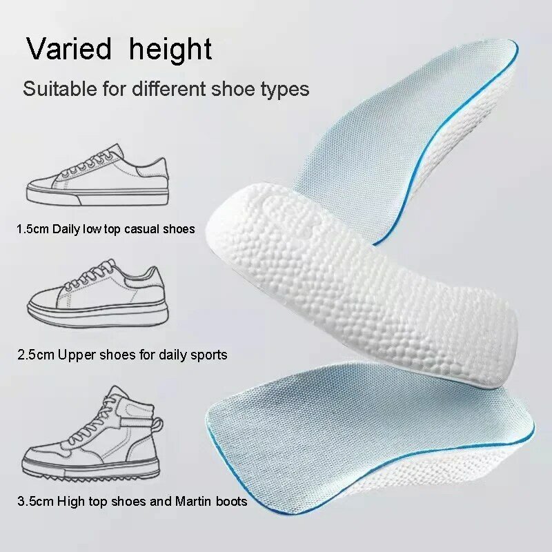 Bantalan sepatu untuk pria wanita, 1.5/2.5/3.5 Cm pendukung lengkungan tinggi menambah berat badan ringan elastis mengangkat lembut elastis