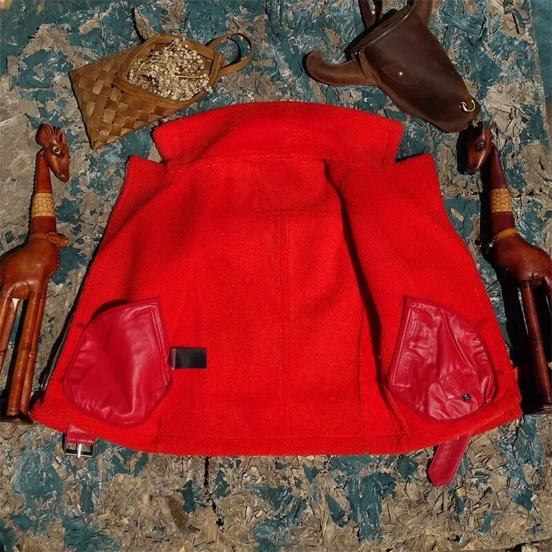 여성용 진짜 가죽 재킷, 여성용 진짜 모피, 겨울 따뜻한 100% 전단 코트, 천연 양피, 울 천, 무료 배송