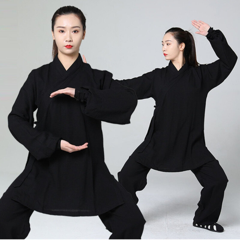 Kobiety chińskie tradycyjne bawełniane odzież lniana Wudang Tai Chi treningowe sztuka walki mundur taoistyczny zestaw topy i spodnie Kung Fu