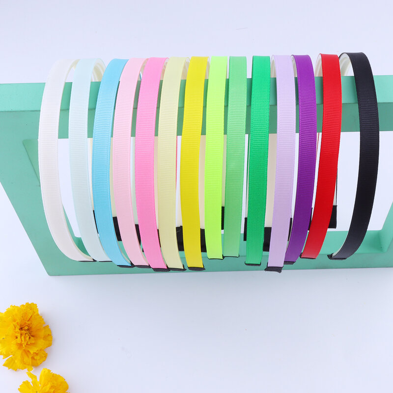 10pcs/Lot 10mm Candy-Colored Ribbon Covered Hairband Baby Girl Headbands Ribbon Wrapped Plastic Headbands 14 Colors