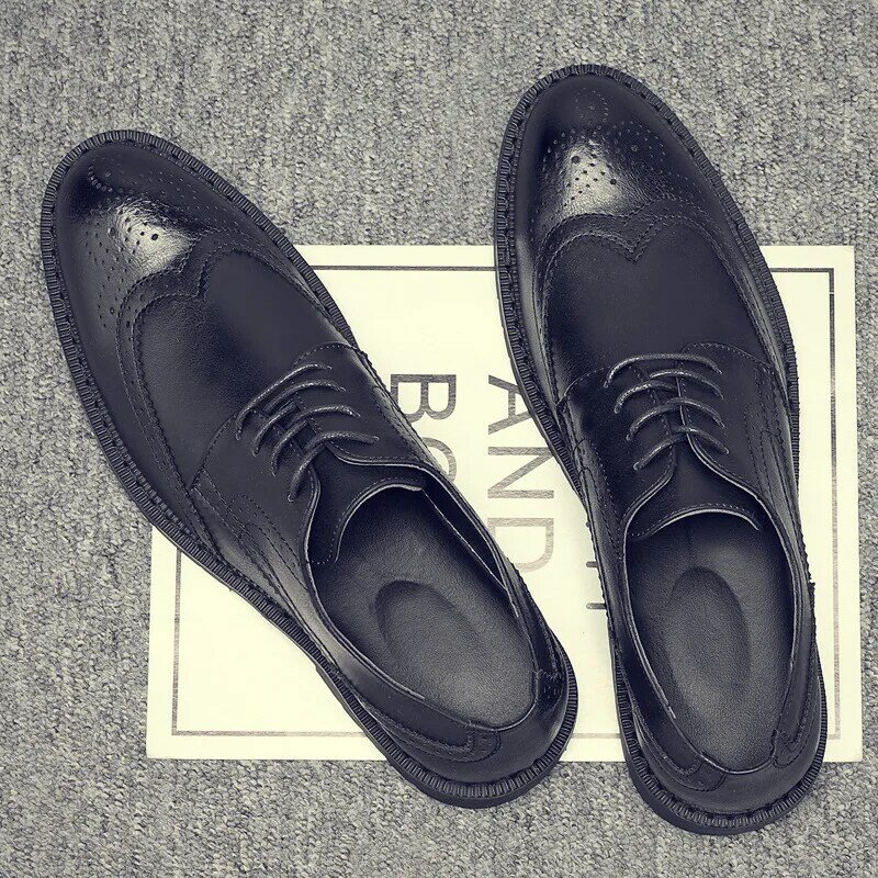 Scarpe Oxford da uomo fatte a mano con punta alare scarpe eleganti da uomo Brogue in pelle grigia scarpe formali da lavoro classiche per uomo 56