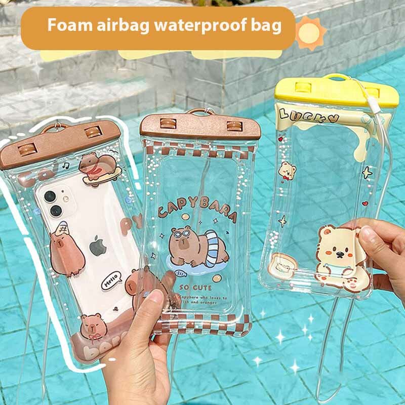 Tas layar sentuh kartun ponsel tahan air lucu luar ruangan penutup menyelam transparan kantung renang bersegel tahan air