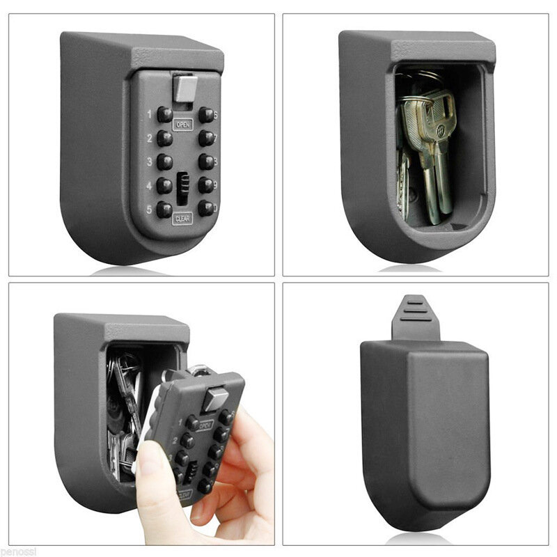Cassetta di sicurezza per chiavi a parete Mini armadietto per chiavi Password scatola portaoggetti per chiavi in metallo con coperchio impermeabile
