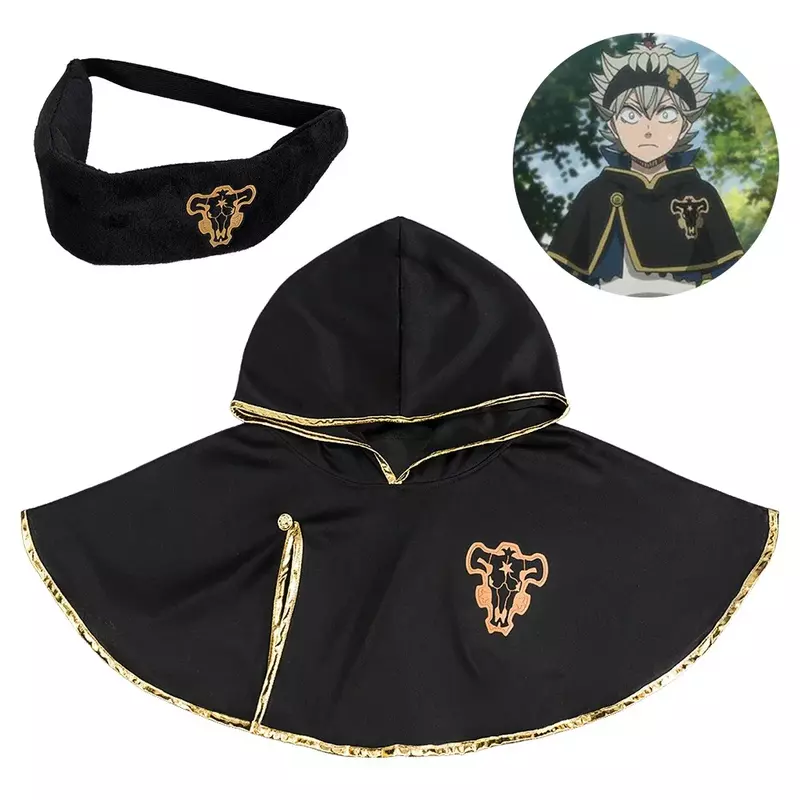 Capa de Asta de trébol negro de Anime para hombre, chal, diadema, disfraz de Cosplay, capa superior, disfraces de Halloween