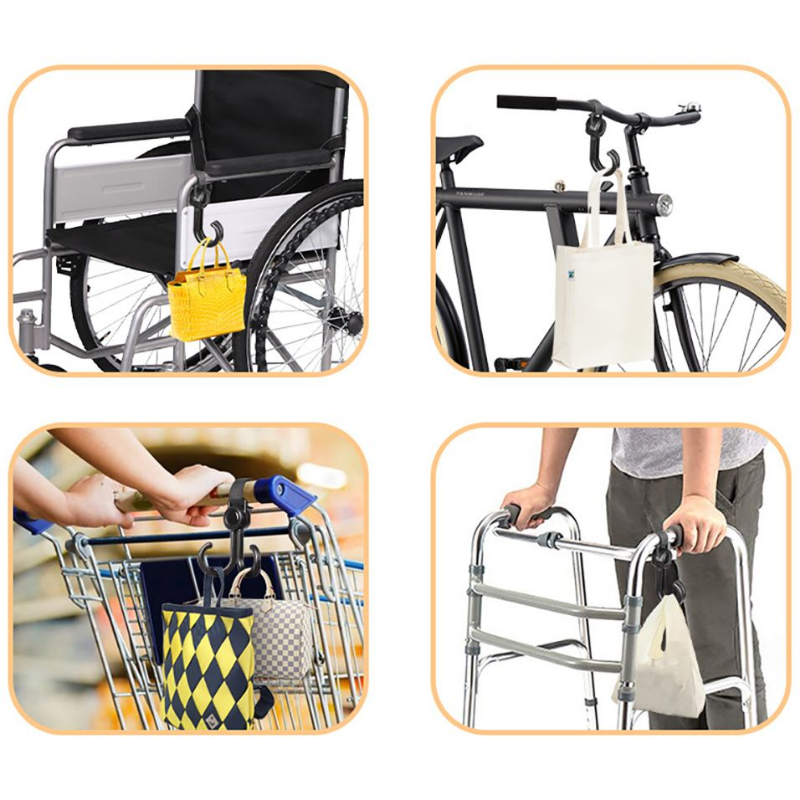 2Pcs/Set Hooks for Stroller Car Shopping Cart Hooks Baby Stroller Accessories Rotate 360 Degree Hook Pram Organizer Bag Hanger