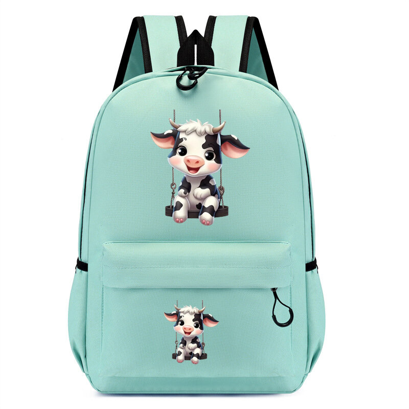 배낭 아기 암소 프린트 책가방, 유치원 귀여운 애니메이션 백팩, 여행 어린이 책가방, 학생 학교 배낭 가방