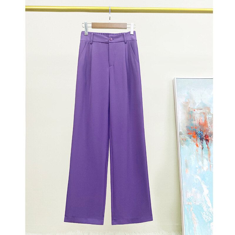 Брюки женские с широкими штанинами, узкие тонкие драпированные прямые штаны с завышенной талией, с защитой от морщин, цвет хаки, на лето