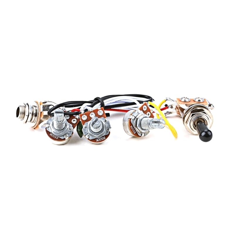 2V 1T Wiring Kit, 3 Way A500K Wiring Harness Prewired Guitar Wiring Hareness Kit G99D