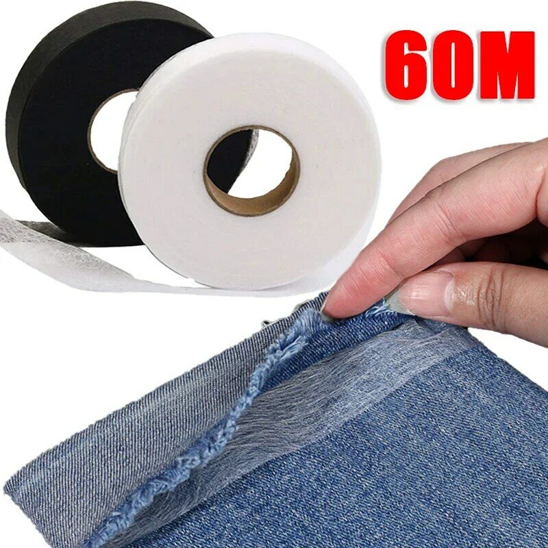 Cinta de dobladillo autoadhesiva para pantalones, cinta de pasta para acortar la longitud de la ropa DIY, accesorios de costura para el hogar, 60M