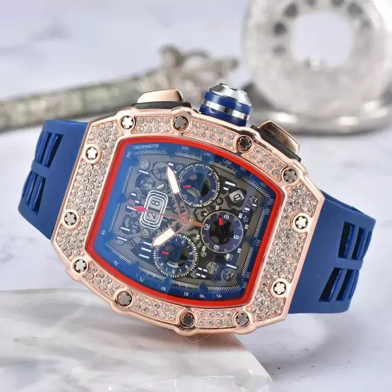 Jam tangan Quartz multifungsi, arloji merek mewah 2024, jam tangan bisnis bermerek, 6-pin, pergerakan Quartz Aloi, berbentuk barel